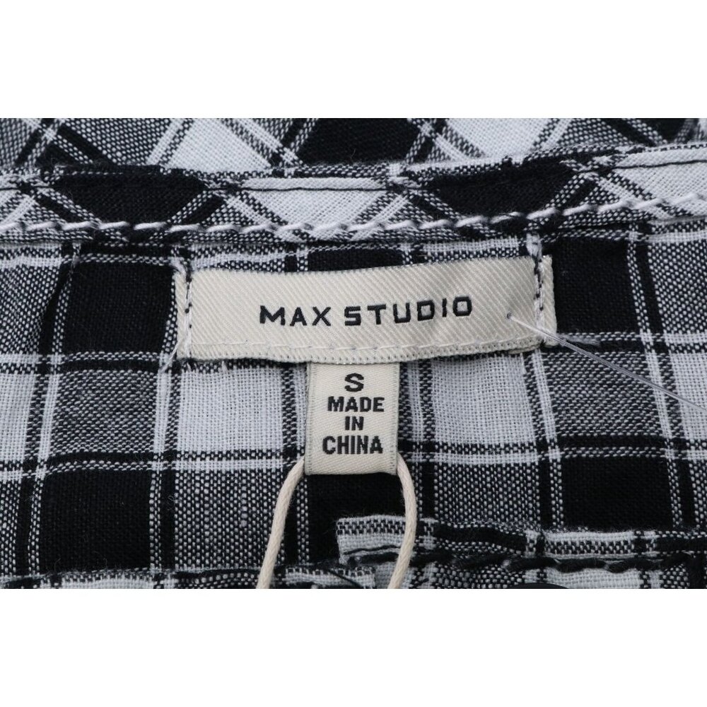 Max Studio Dress Womens S Black White Plaid Button Front Tank Shirt New Tags VTG - Picture 8 of 10